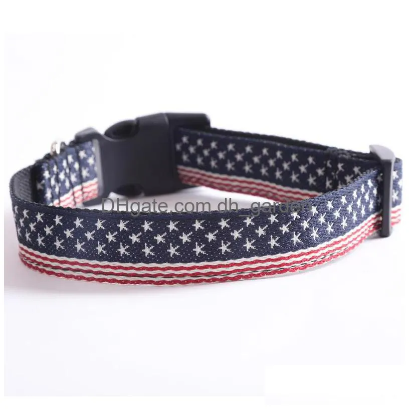 new fashion nylon dog collar american flag printing necklace for medium and large dog adjustable pet collar accessories