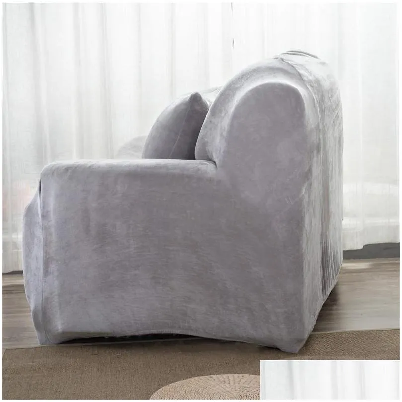 solid color plush thicken elastic sofa cover universal sectional slipcover 1/2/3/4 seater stretch couch cover for living room