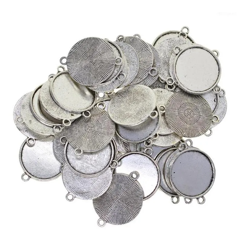 50pcs necklace pendant setting cabochon cameo base tray bezel blanks fit 25 mm cabochons jewelry making findings tibetan silver1