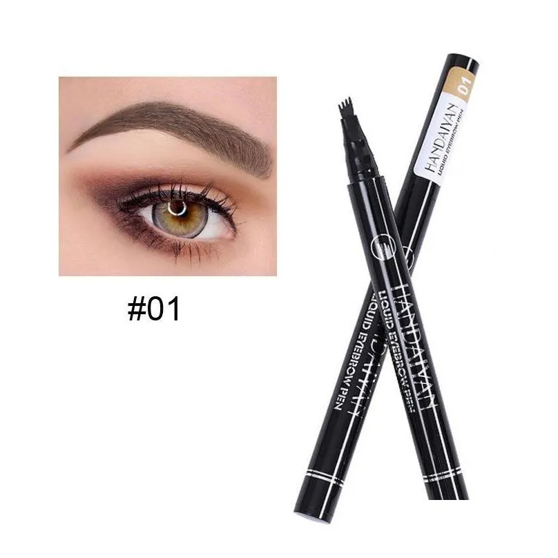 dropshipping new makeup eyebrow handaiyan 4head liquid tattoo pen 5 colors waterproof