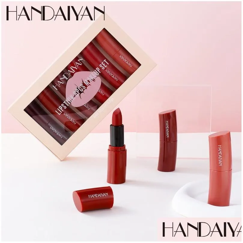 handaiyan arc lipstick matte set 6pcs rich colors velvet moisturizer longlasting easy to wear beauty maquillage luxury makeup