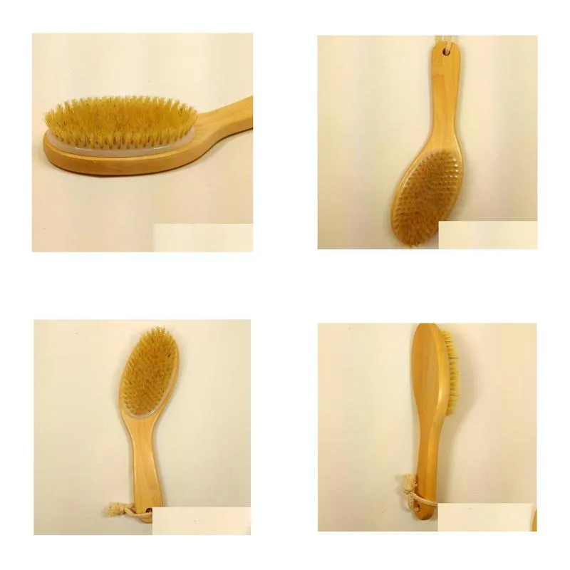 natural bristle dry skin exfoliation brush full body detox fight cellulite tool