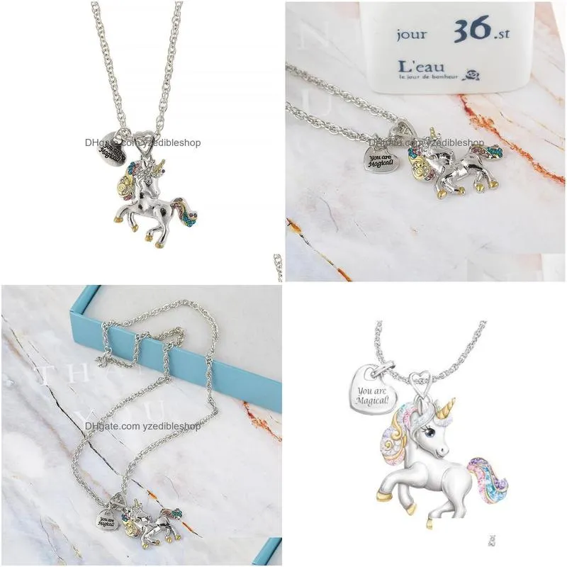 fashion jewelry colorful rhinstone pendant necklace womens pony necklace