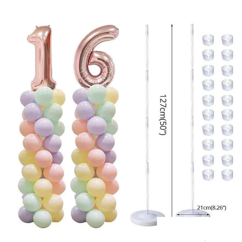 party decoration 2sets adult kids birthday balloon column stand wedding arch baby shower 100pcs latex globos for number ballons