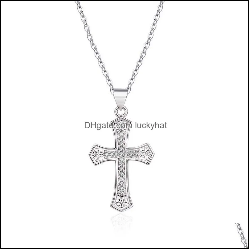 cross jesus necklaces gold sliver diamond inlay pendant necklace for men and women jewelry accessories fashion 7 6jh q2