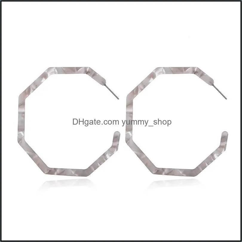 acrylic earrings hoop lightweight resin earrings geometric octagon statement stud earrings bohemian fashion jewelry