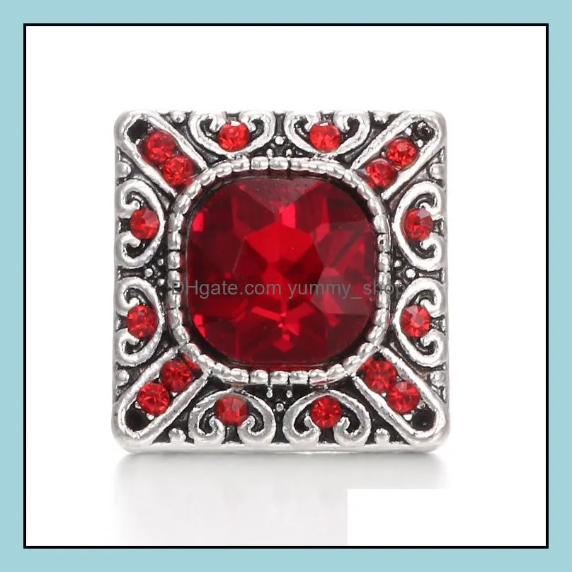 snap button jewelry component rhinestone square 18mm metal snaps buttons fit bracelet bangle noosa a0244
