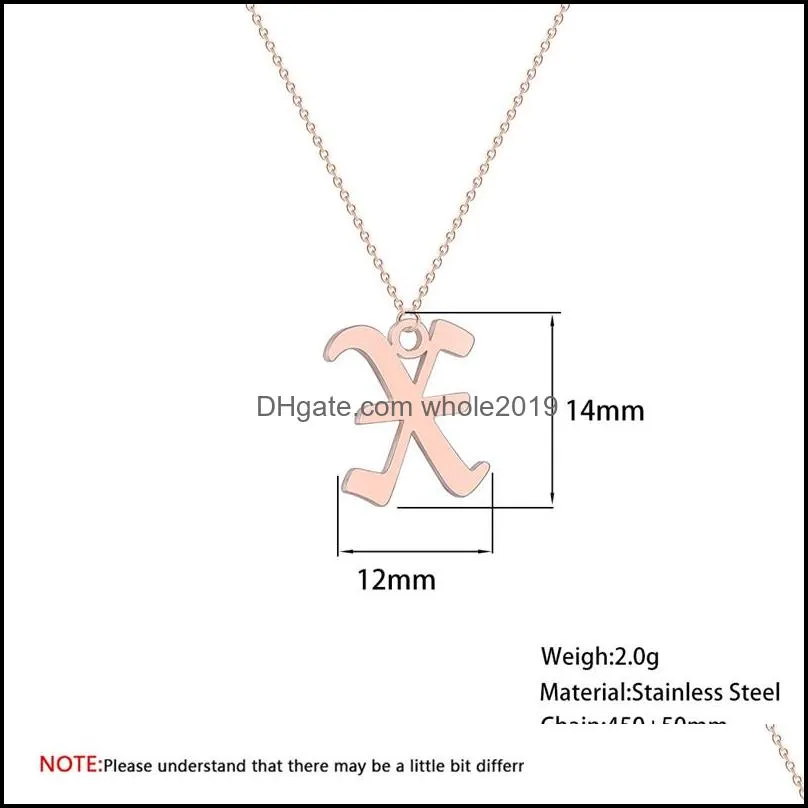  old english 26 initial letter stainless steel pendant chain necklace for women men az vintage font personalized necklace