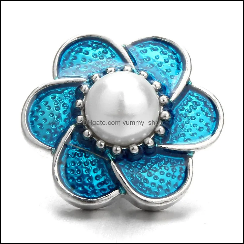snap button jewelry components colorful drop oil flower 18mm metal snaps buttons fit bracelet bangle noosa n0037