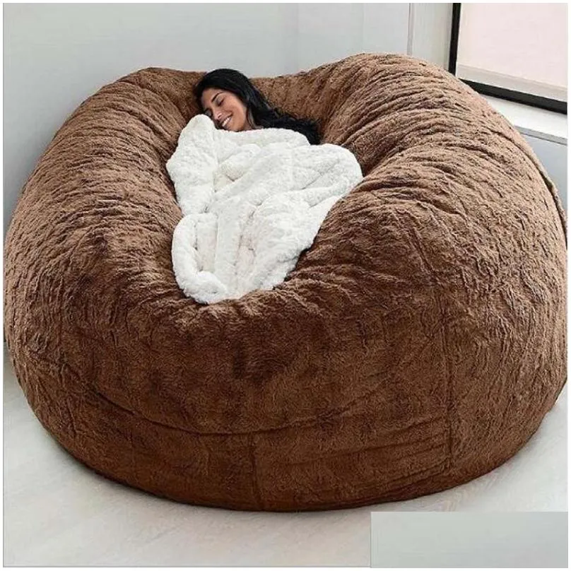 chair covers 135150cm  fur bean bag cover big round soft fluffy faux beanbag lazy sofachair