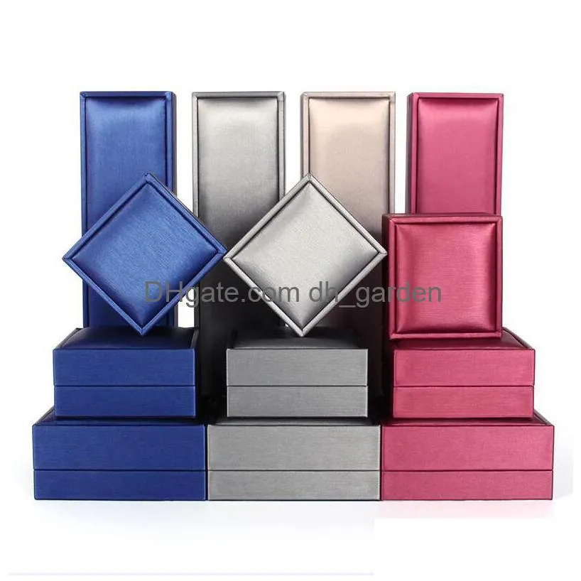 jewelry storage box brushed pu leather ring bracelet necklace boxes pendant gift cases for jewelry wedding birthday packaging