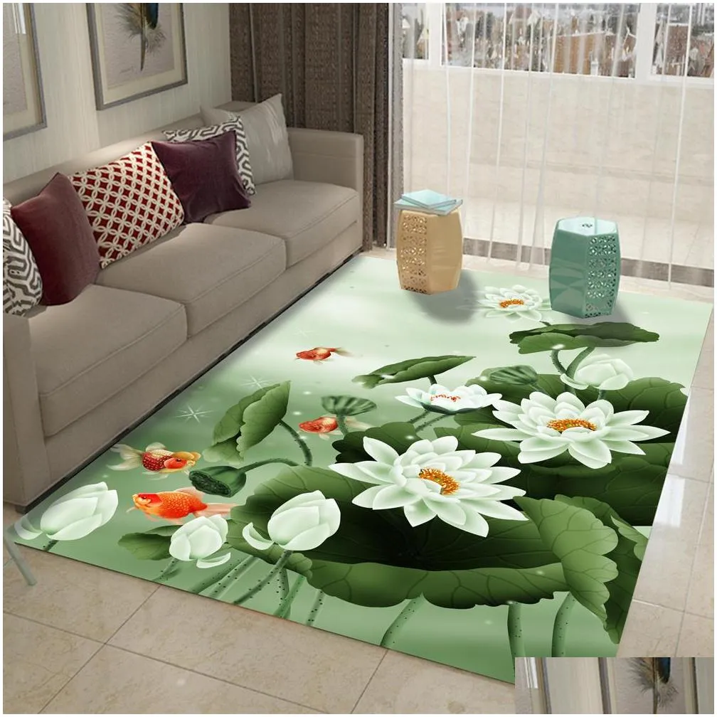 3d carpets 2000mm x 3000mm rectangular rugs living room lotus flower rug sofa coffee table mat bedroom yoga pad study door mat