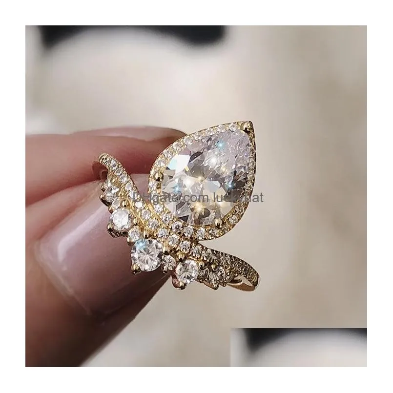 fashion jewelry boutique big drop crystal ring lady ring