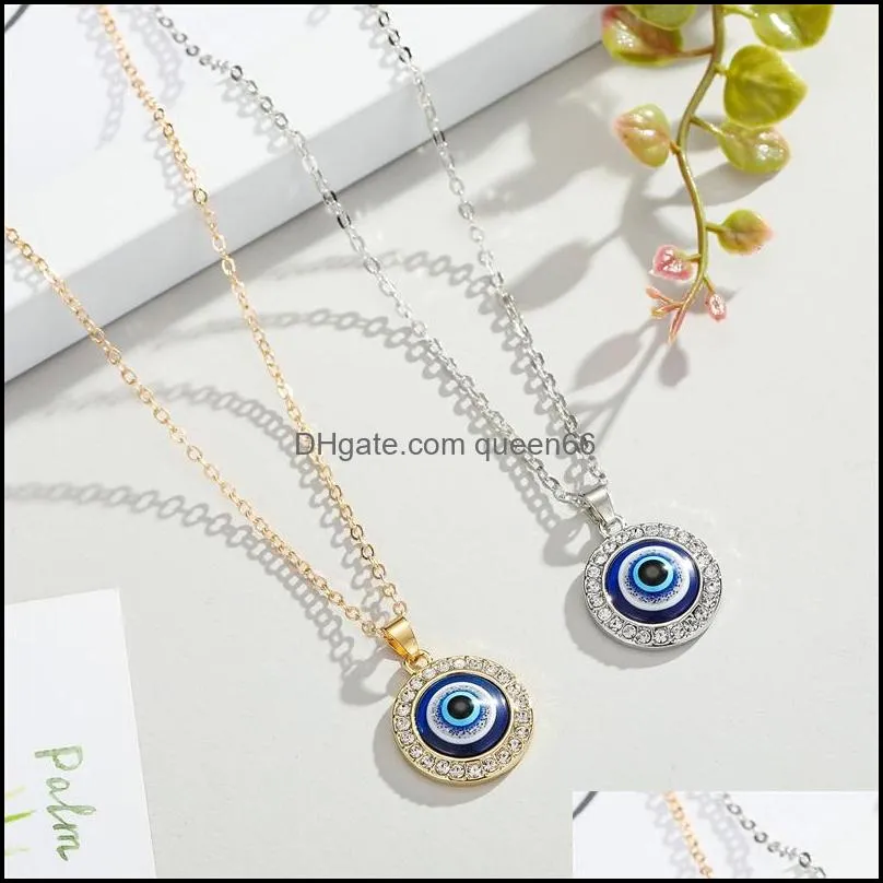 turkish crystal evil eyes pendant necklace for womens jewelry gold color clavicle chains necklaces habqq huqzm 718 q2