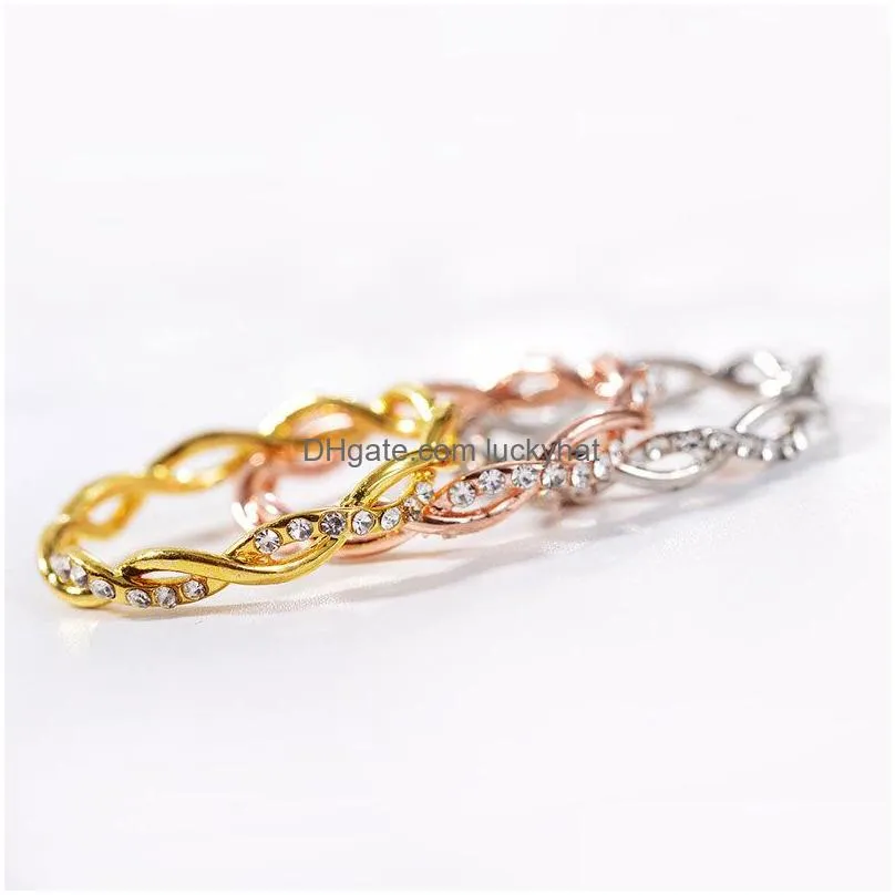 fashion jewelry womens simple twist ring copper diamond bridal ring