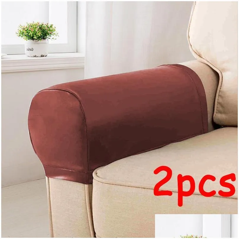 chair covers 2pcs pu leather sofa armrest elastic towel couch protector removable armchair decor