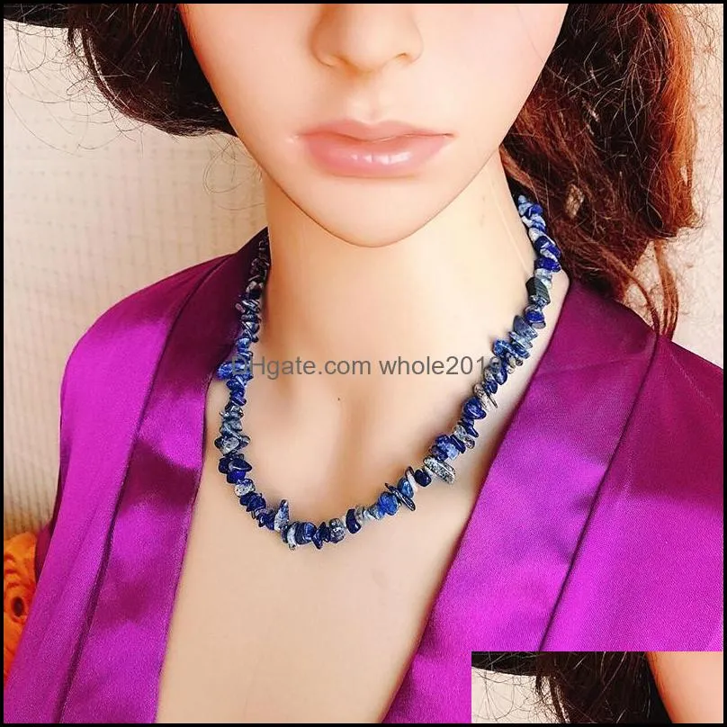 women natural irregular gravel stone charm necklace 8 color handmade braided choker necklace fashion jewelry gift