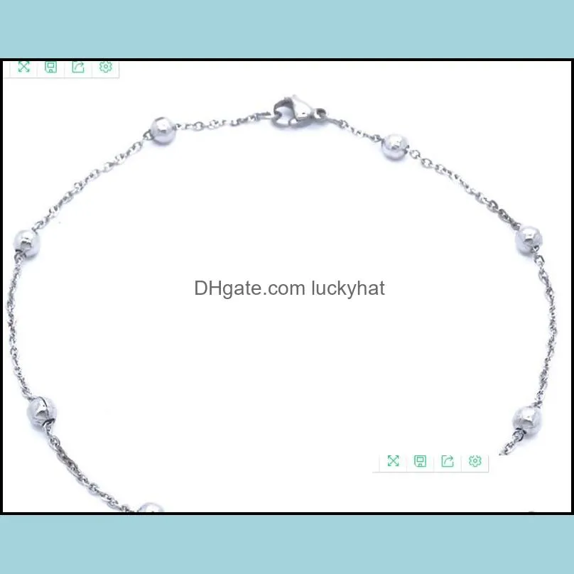 fashion jewelry ankle bracelet smooth beads charm waterproof stainless steel anklets 9 10 11 wholesale factory offer 451c3