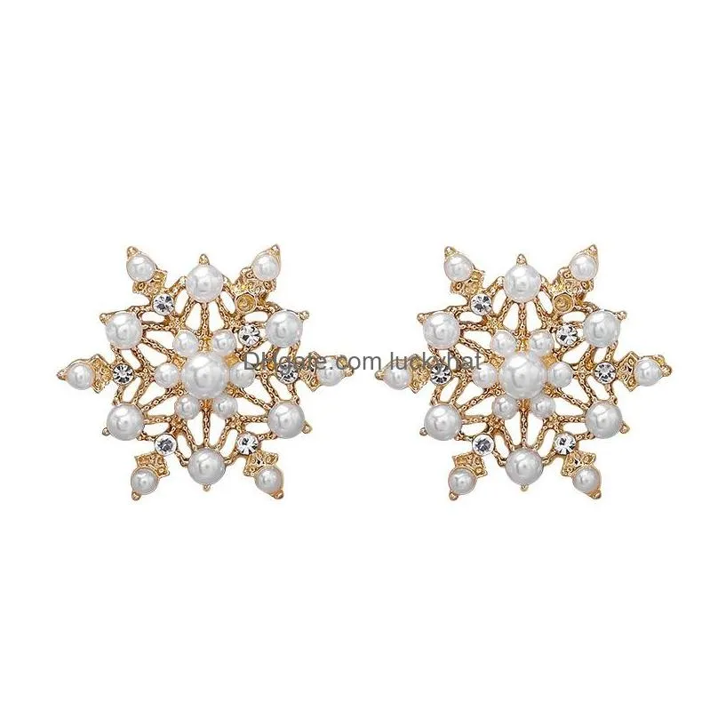 fashion jewelry s925 silver needle snow earrings pearls beads grace snow stud earrings