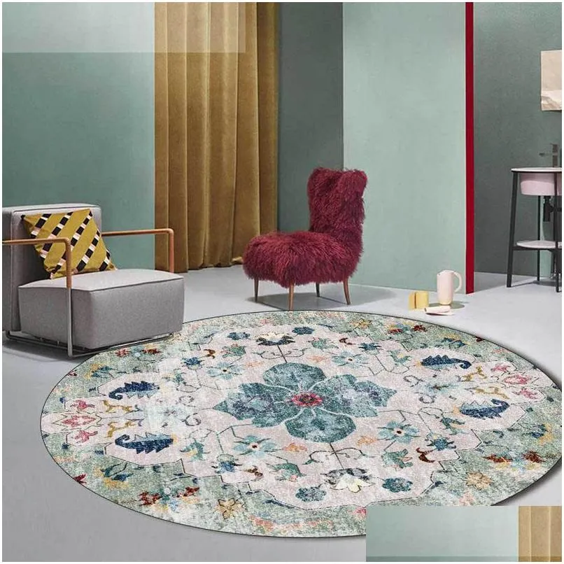 carpets retro round carpet for living room big ethnic style bedroom area rugs computer chair anti slip rug vintage floral floor