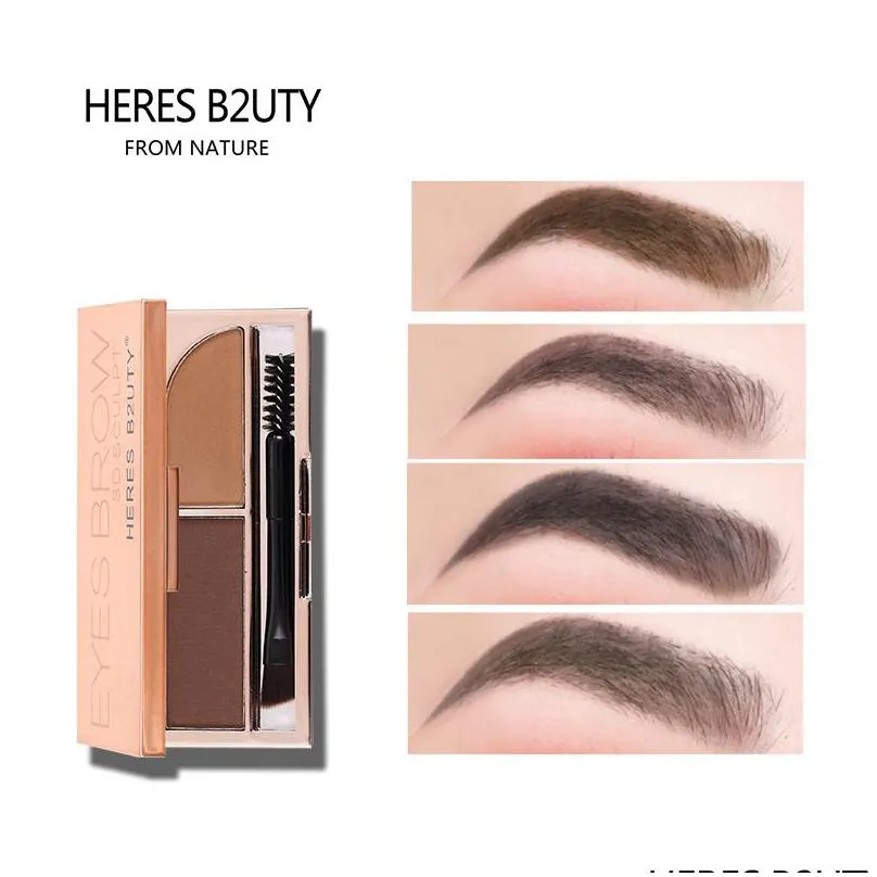 heres b2uty 3d sculpt eyebrow powder two color combination double head eyerbow brush longlasting natural easy to wear eyebrow makeup