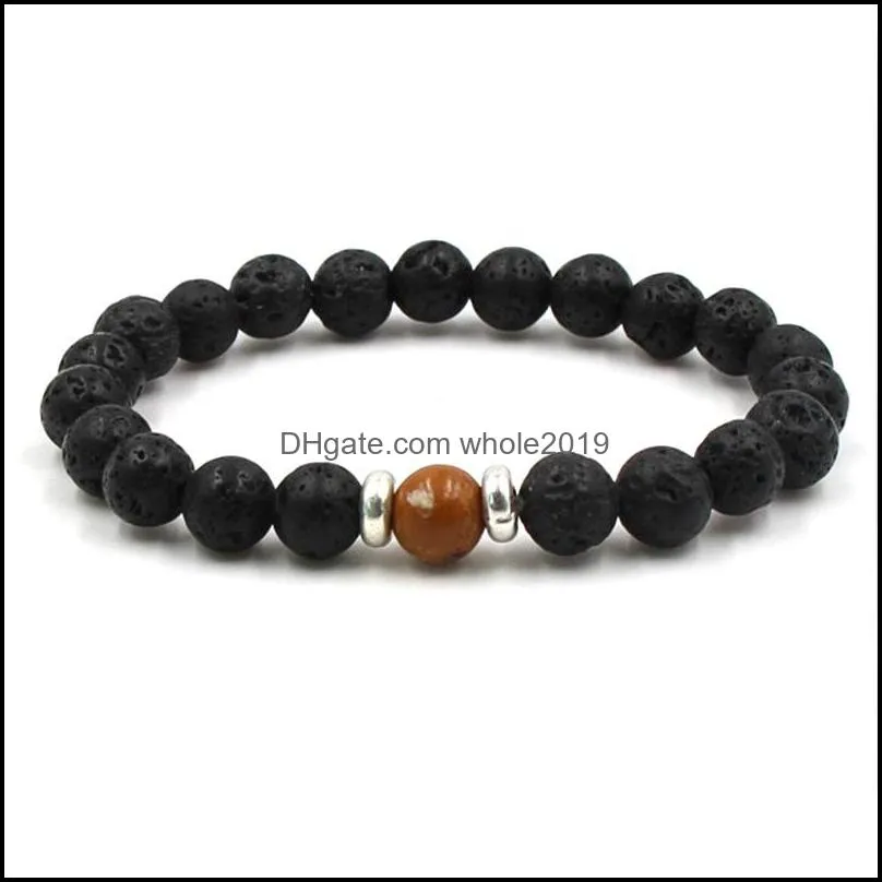 8mm natural lava stone beaded strands handmade charm bracelets for women men party club yoga sports jewelry