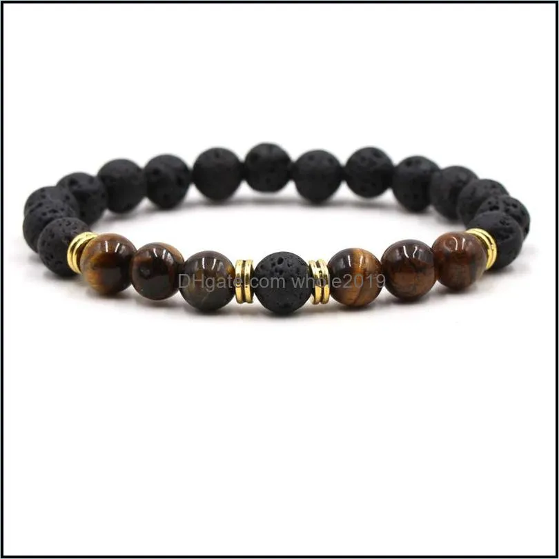 8mm natural lava stone energy bead strands handmade charm bracelets for women men party club yoga sports fashion jewelry