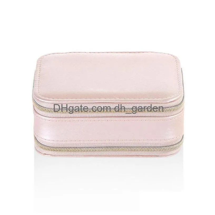 travel jewelry case small jewelry box pu leather portable storage organizer double layer display boxes for rings earrings bracelets