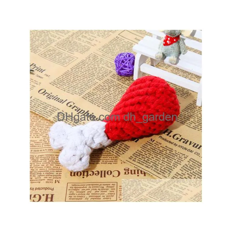 dog pet molar tooth cleaning chicken leg shape dog pet chew bite toys durable cotton rope knot dog pet toy