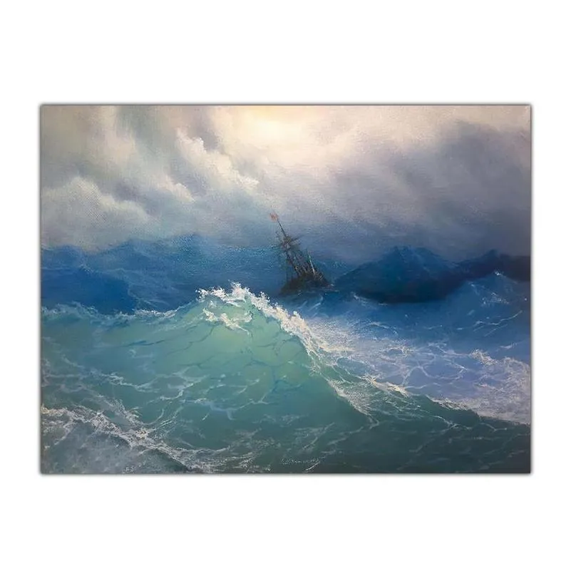 paintings holover ivan aivazovskyship in the stormy sea 1887 canvas oil painting romanticism seascape poster aesthetic wall home