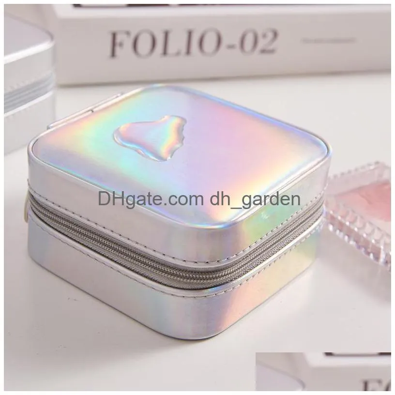 jewelry box small waterproof organizer with mirror pu leather makeup holder double layer travel jewelry case for earrings rings necklace