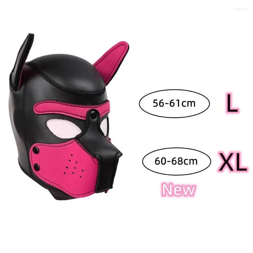 party masks xl code brand increase large size puppy cosplay padded rubber full head hood mask with ears for men women dog role play