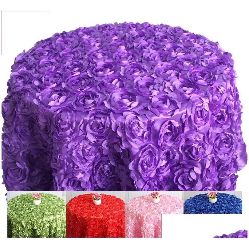 various colours round table cloth rosette embroider table cover 3d rose flower design for wedding party el