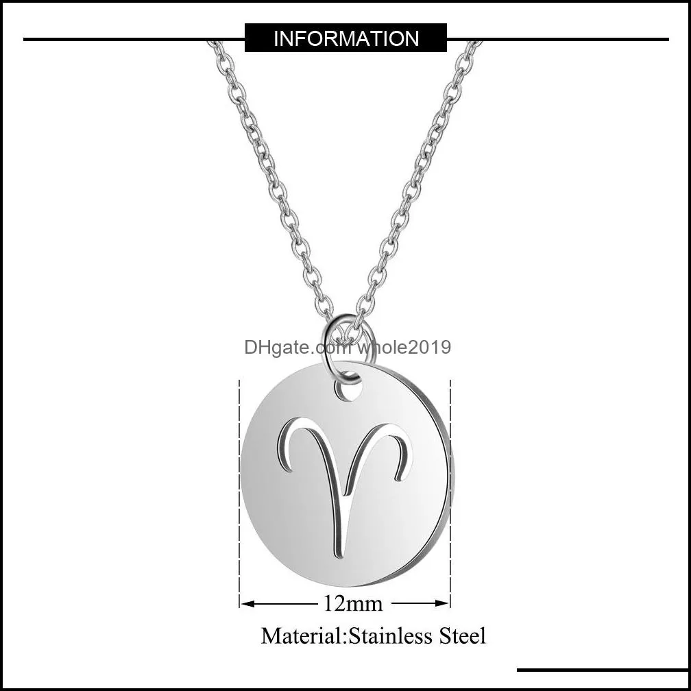 fashion zodiac choker necklace 316l stainless steel women constellations silver color never fade hollowout 12 signs gifts