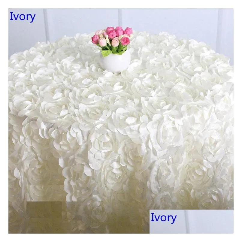 various colours round table cloth rosette embroider table cover 3d rose flower design for wedding party el