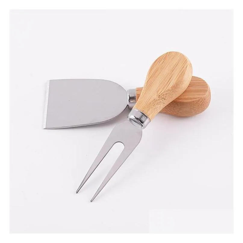 useful cheese tools set 4pcs/set oak handle knife fork shovel kit graters for cutting baking cheese board sets butter pizza slicer