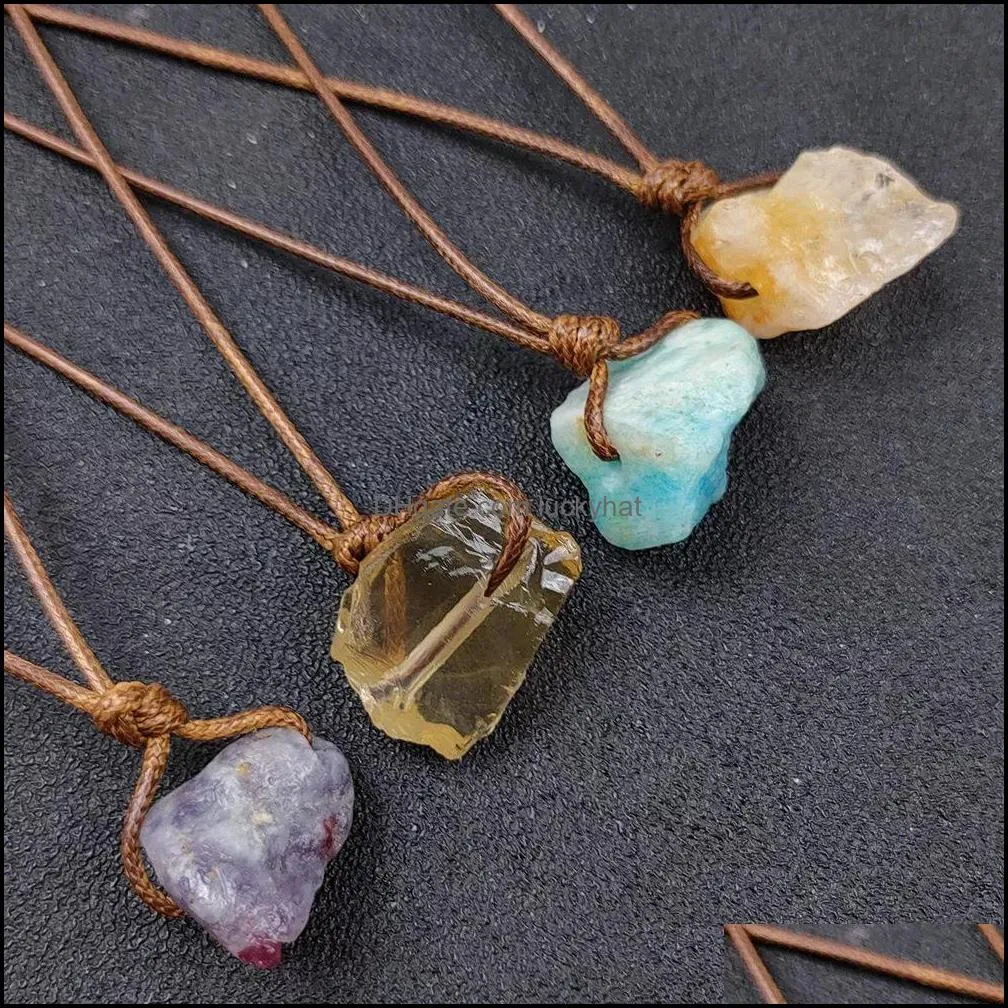 adjustable raw crystal nugget beads necklace for women men rough gems stone chakras healing gemstone beaded choker