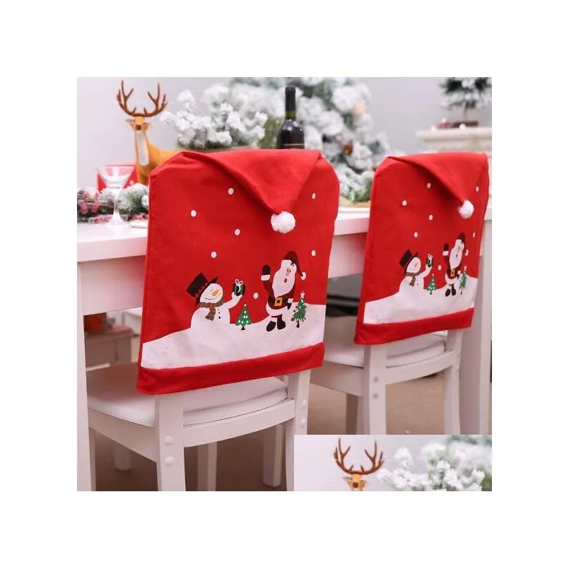 christmas chair covers red xmas hat merry back cover xmas party decoration 60 x 49 cm