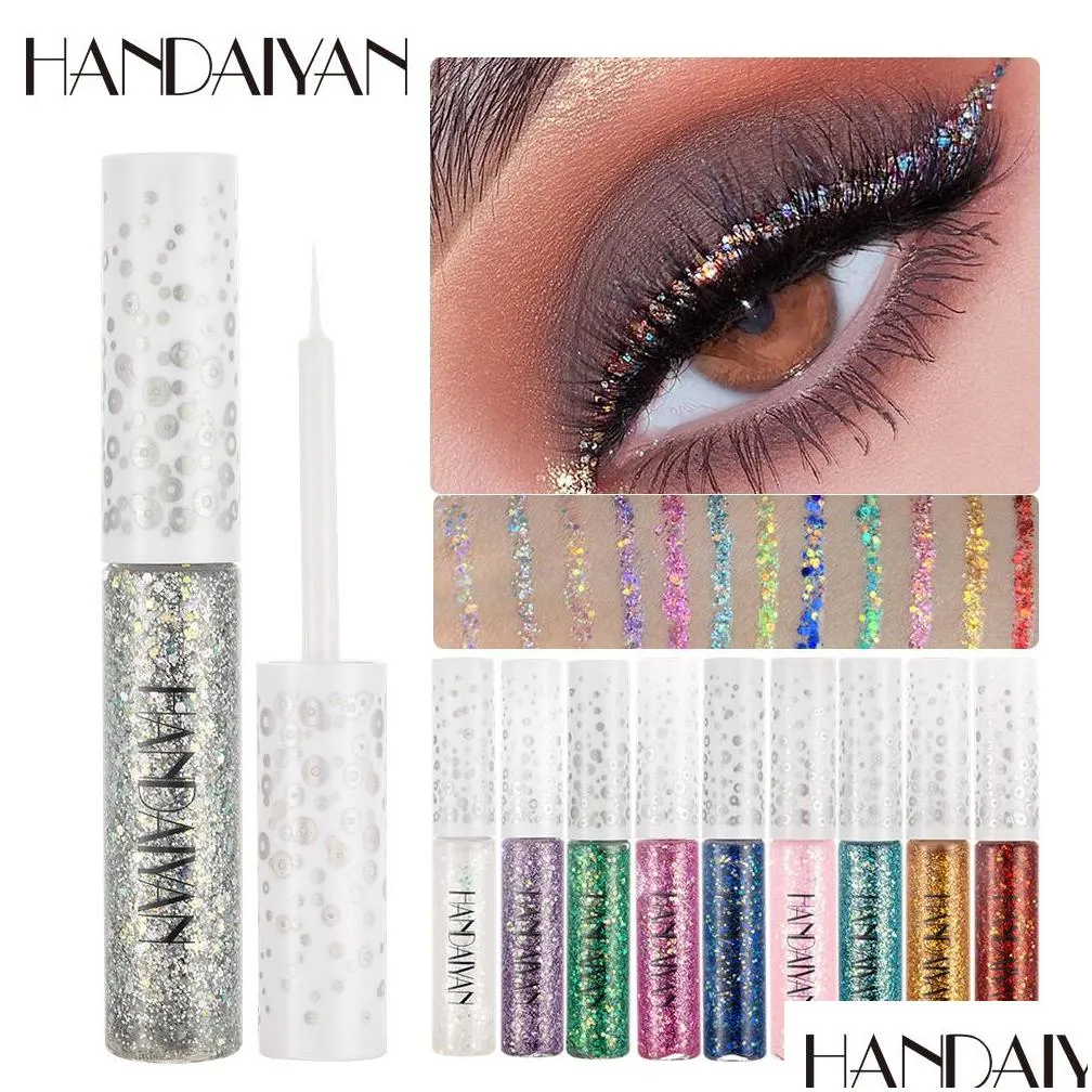 handaiyan color liquid eyeliner glitte maquillage 12 color packaging easy to wear crystal diamond makeup eyeliners