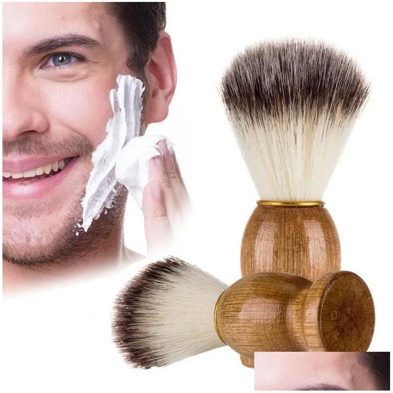 ecofriendly barber salon shaving brush wooden handle blaireau face beard cleaning men shave razor brushes clean appliance tools