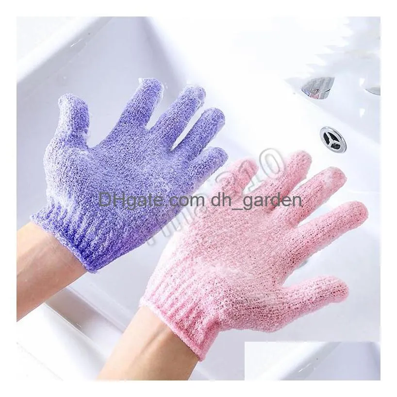 hot 200pcs nylon body cleaning shower gloves exfoliating bath glove five fingers bath bathroom gloves home supplies t500173