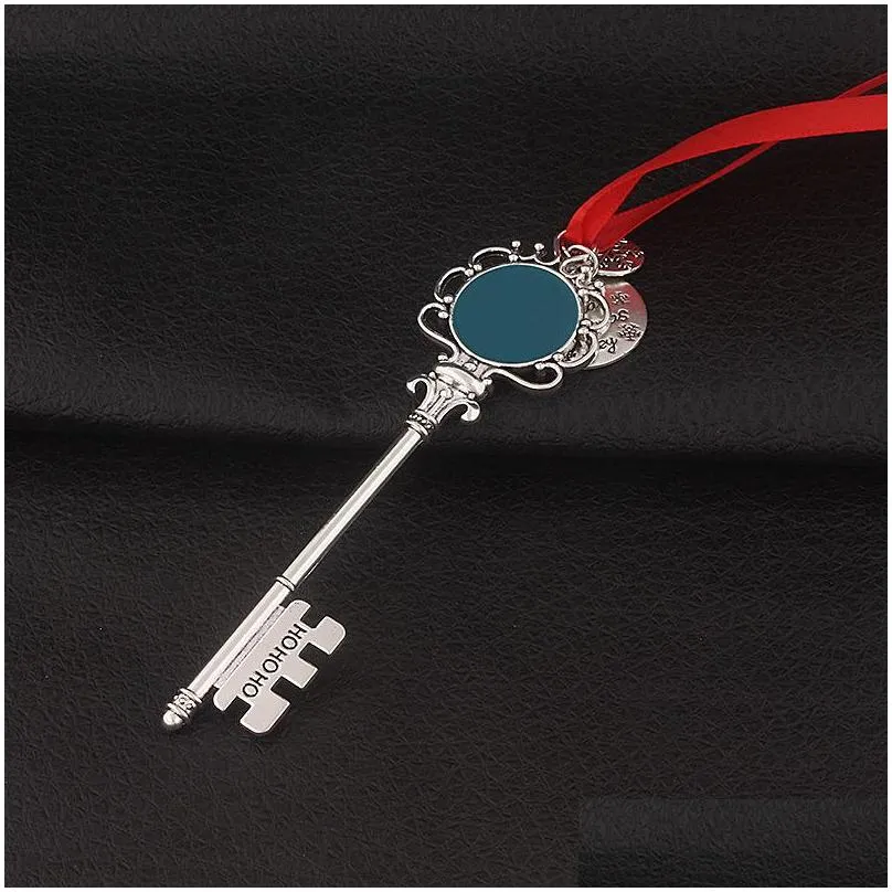 christmas snowflake key chain pendant party decoration magic santa claus xmas keychain tree ornaments gifts diy necklace jewelry party