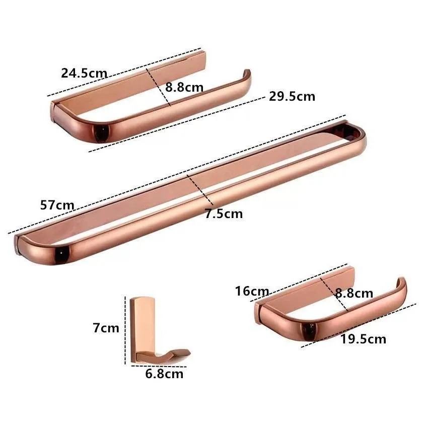 luxury rose gold bathroom accessories brass paper holder towel bar robe ring bath hardware sets accessory set