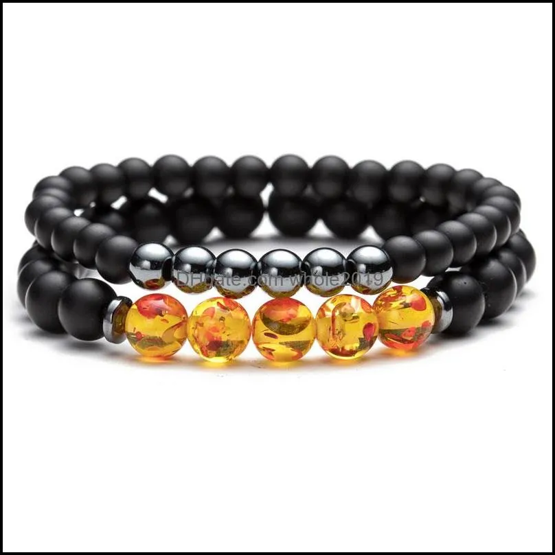 2pcs/set natural stone strands charm bracelets for women men yoga sports beaded party club decor jewelry fashion accessories