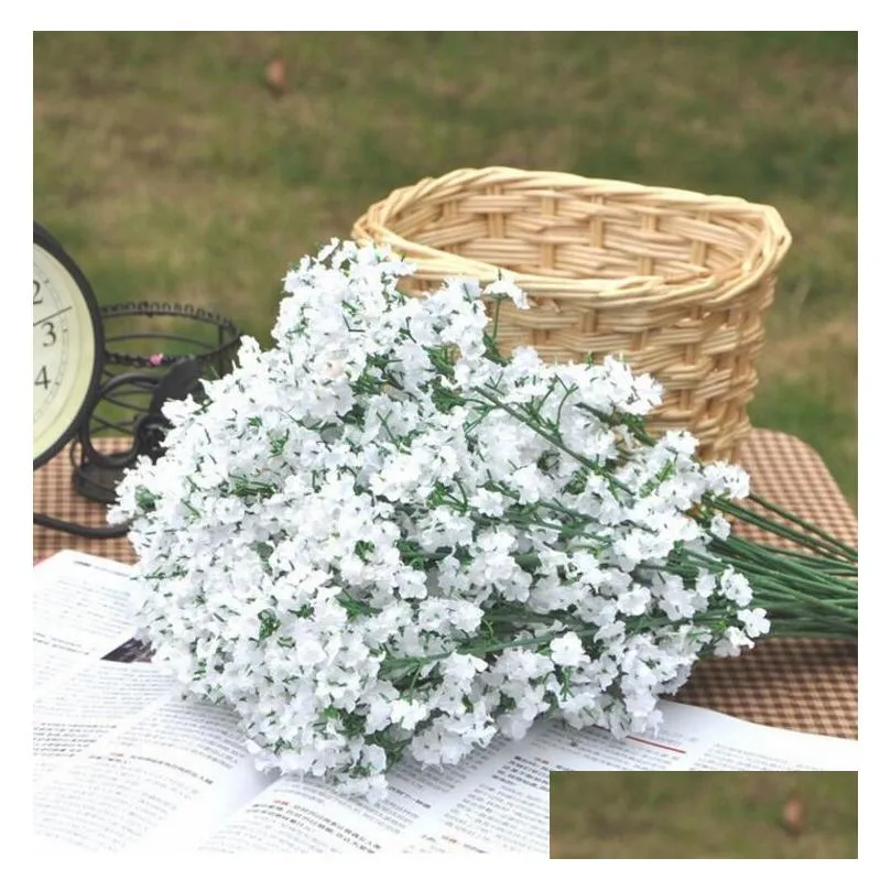 elegant artificial babysbreath flowers artificial white gypsophila fake silk flower plant home wedding party home decorationfp1032