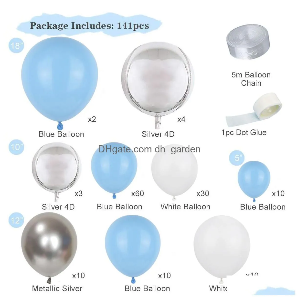 christmas party supplies blue latex balloon ocean series wedding chain package