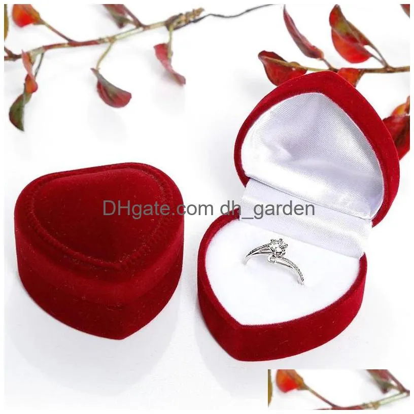 jewelry gift box case heart shaped ring gifts boxes velvet earrings ring organizer cases display package