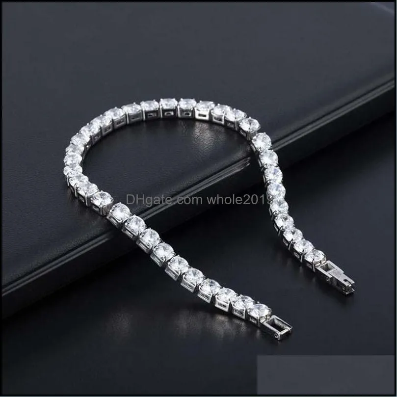 stainless steel crystal zircon bracelet tennis chain 5mm claw chains ladies necklaces fashion shinny jewelry wholesale sliver rose gold