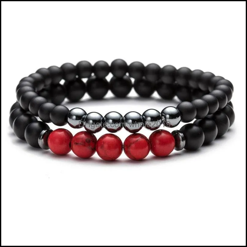 2pcs/set natural stone strands charm bracelets for women men yoga sports beaded party club decor jewelry fashion accessories