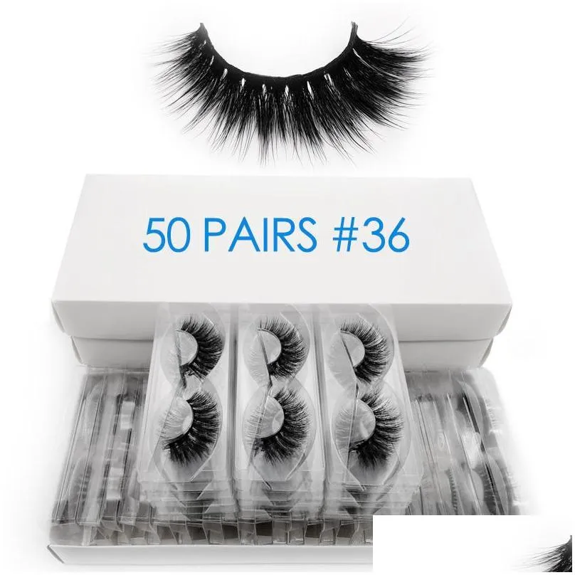 50 pairs wholesale mink eyelashes bulk fluffy 3d lashes 100 cruelty natural long false eyelash extension makeup cilios